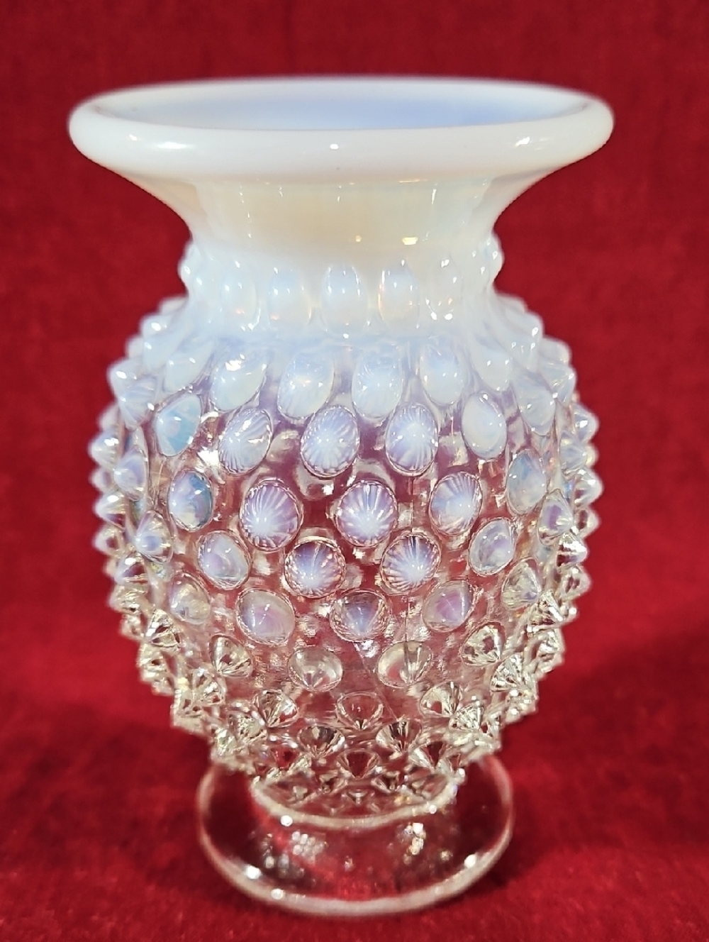 Fenton Opalescent Hobnail Glass Vase - UV Reactive